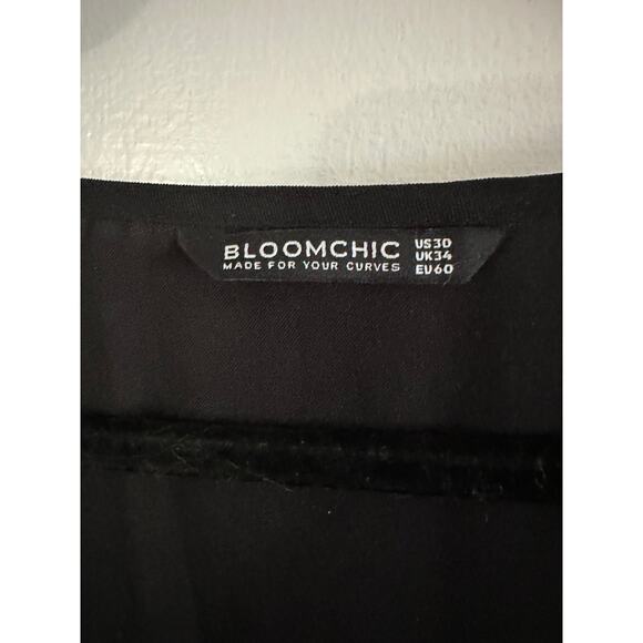 BLOOMCHIC Gingham Patchwork V Neck Pocket Ruffles Dress Black White - Sz 30 - Picture 4 of 7